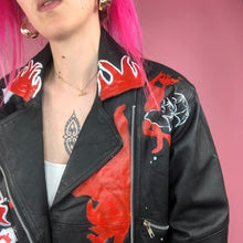 Load image into Gallery viewer, Reworked Black Leather Vintage Bicker Jacket Devil Girl