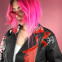 Load image into Gallery viewer, Reworked Black Leather Vintage Bicker Jacket Devil Girl