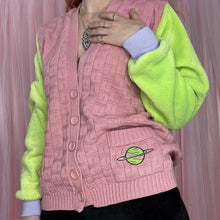 Load image into Gallery viewer, Snuggle City Space girl Vintage Cardigan Rework