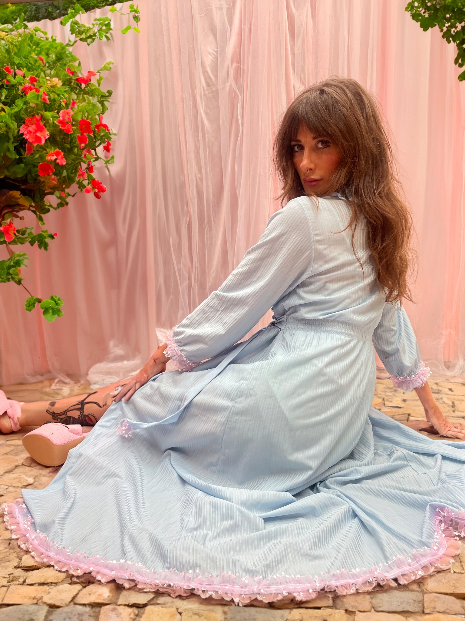 Thelma Blue Vintage Dressing Gown The Snuggle City Store Thelma Blue Vintage Dressing Gown The Snuggle City Store