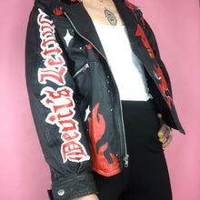 Load image into Gallery viewer, Reworked Black Leather Vintage Bicker Jacket Devil Girl
