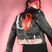 Load image into Gallery viewer, Reworked Black Leather Vintage Bicker Jacket Devil Girl
