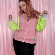 Load image into Gallery viewer, Snuggle City Space girl Vintage Cardigan Rework
