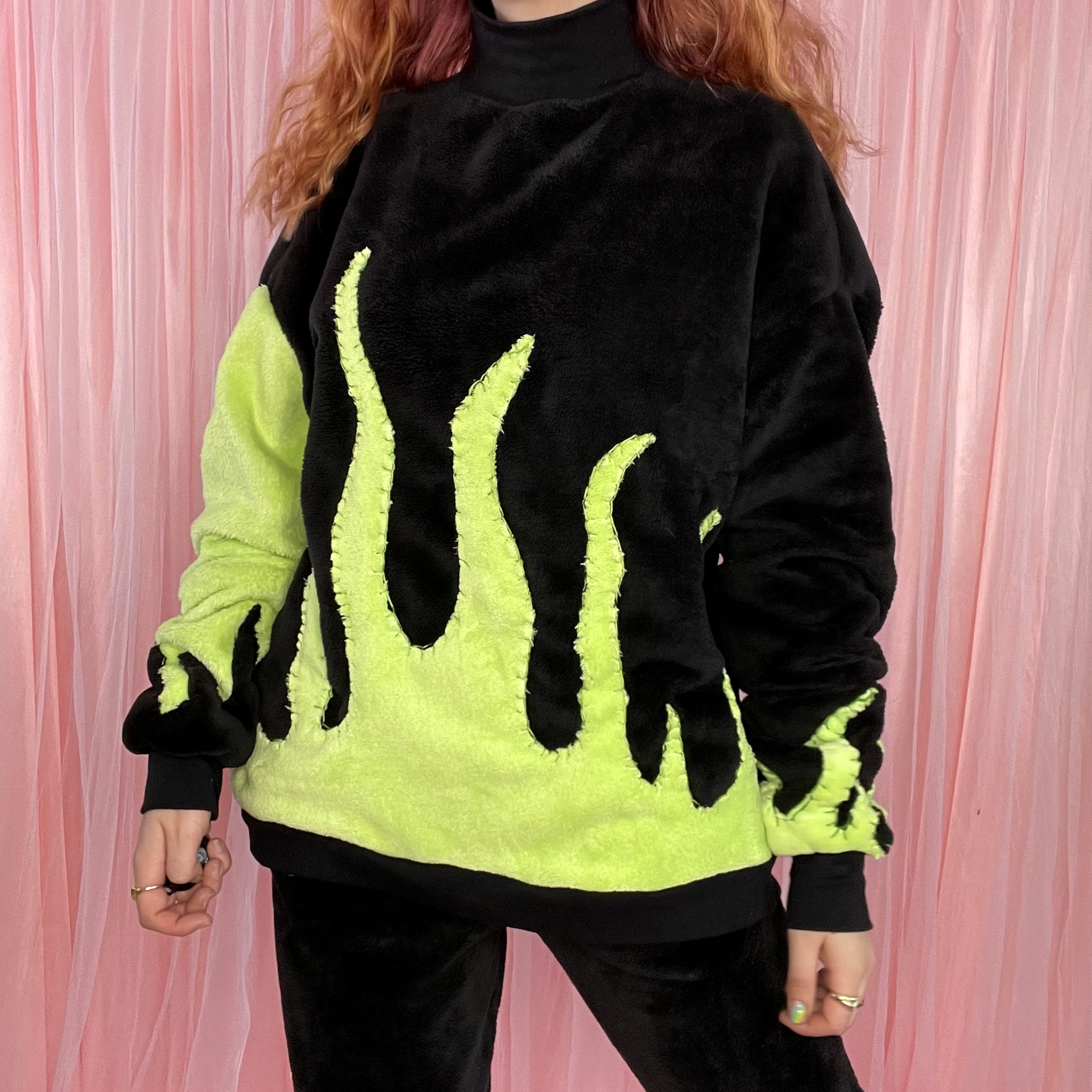 Toxic Flame Green and Black Flame Jumper The Snuggle City Store